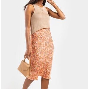 Satin floral midi skirt, Francescas